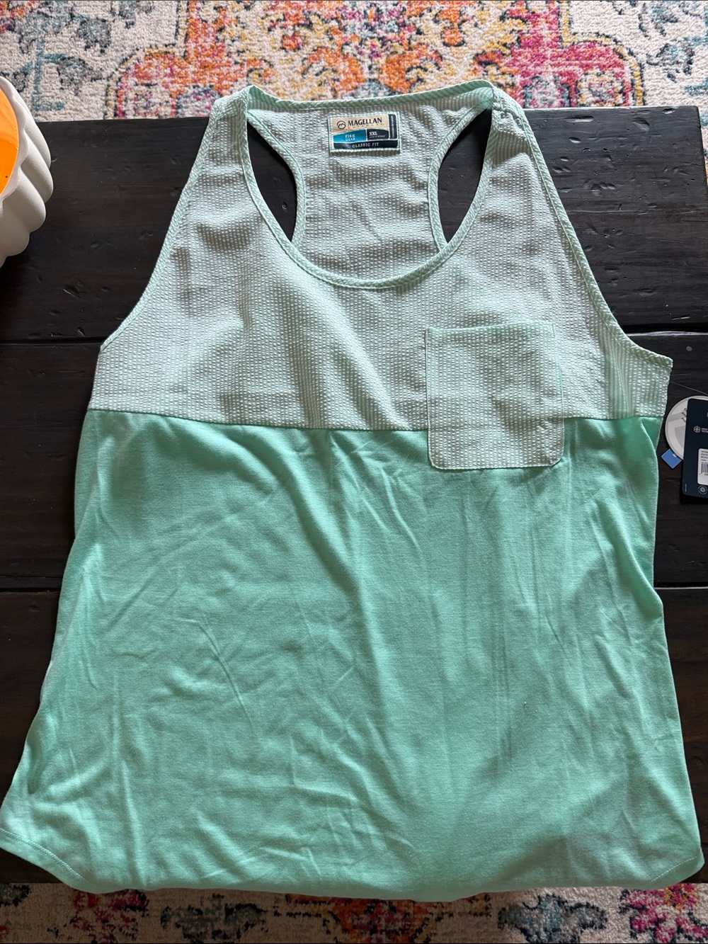 Magellan Outdoors Mint Green Seersucker Racerback Tank